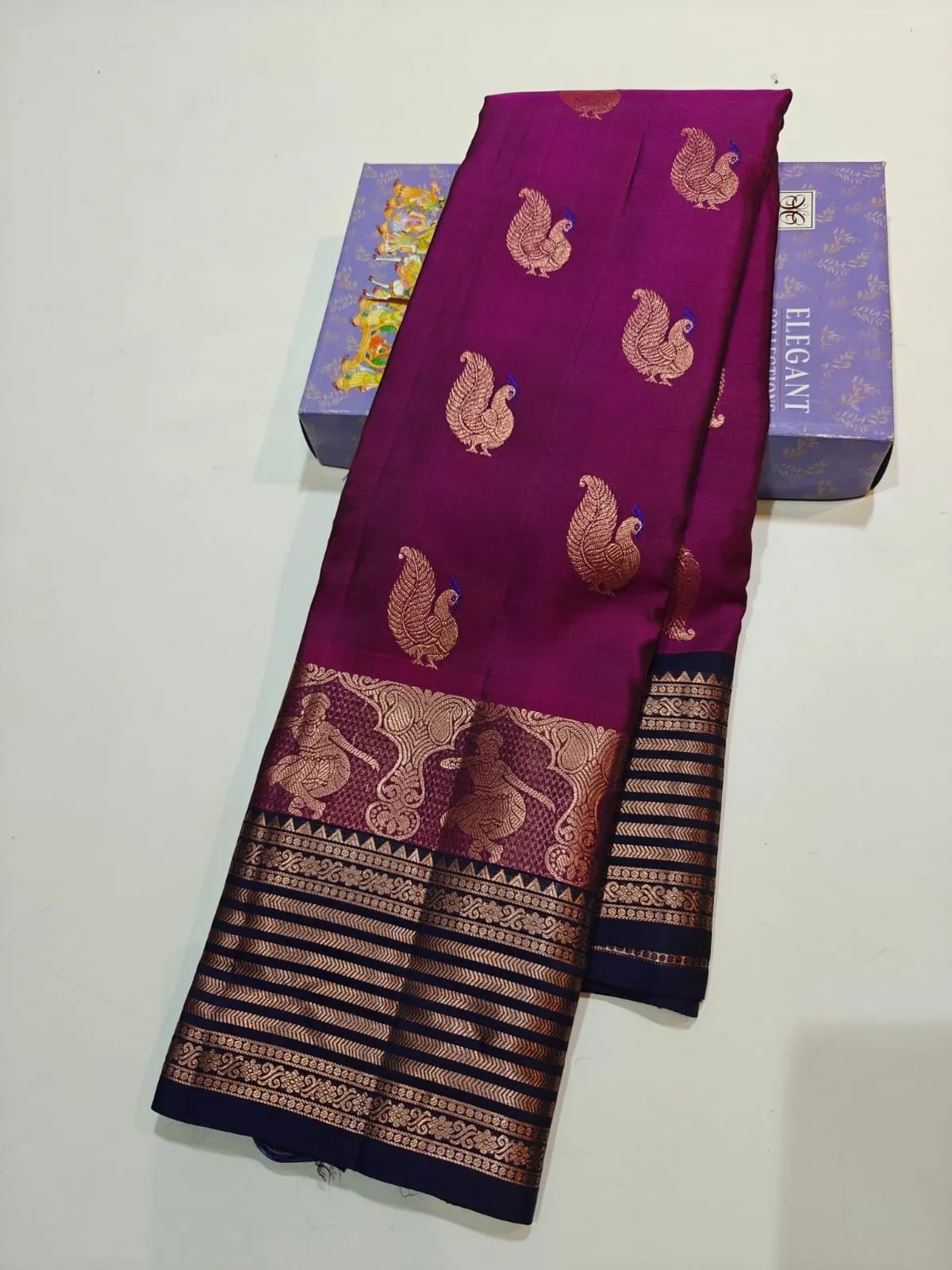 Peacock Motifs Kanchi Handloom Soft Silk Saree